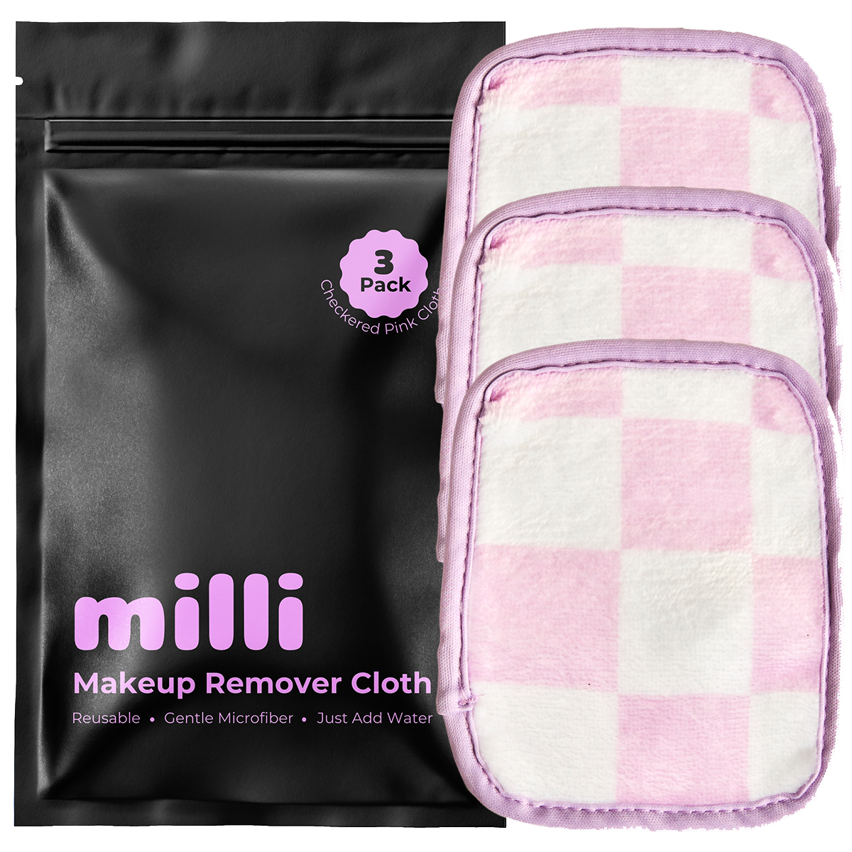 Makeup Remover Cloth - 3 Pack of Checkered Pink Cloths