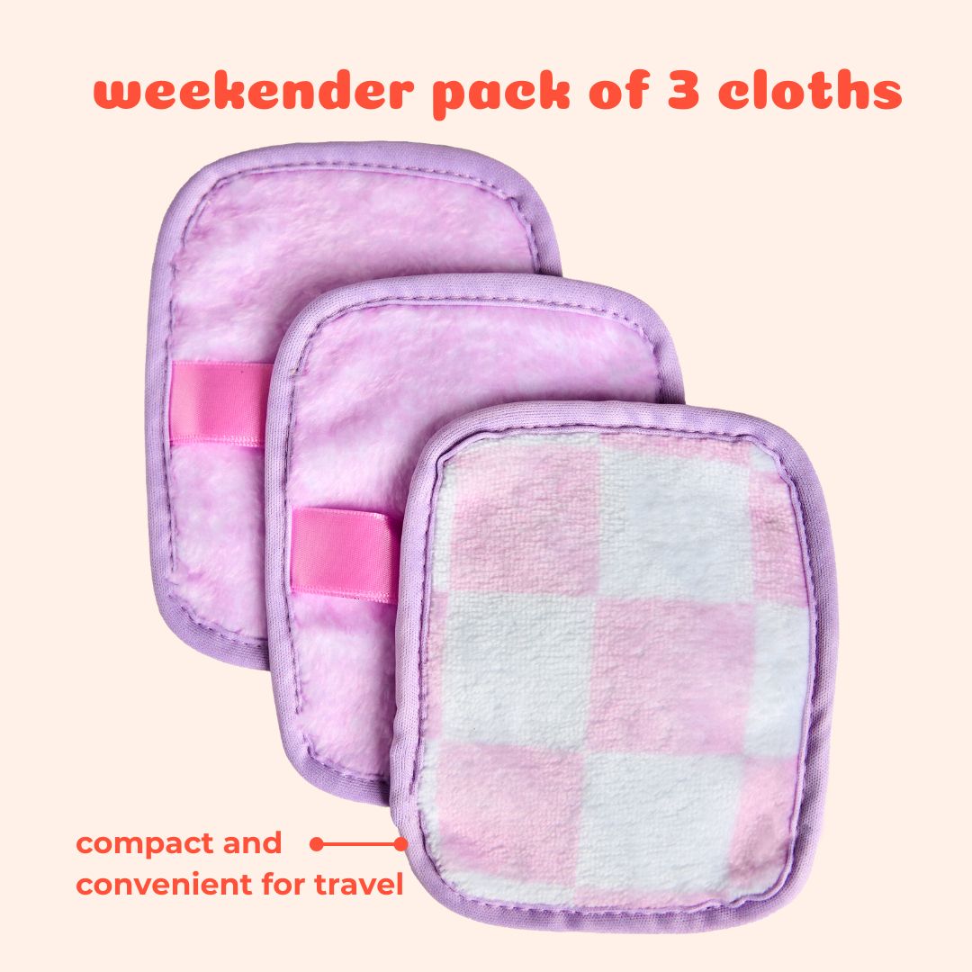 Makeup Remover Cloth - 3 Pack of Checkered Pink Cloths